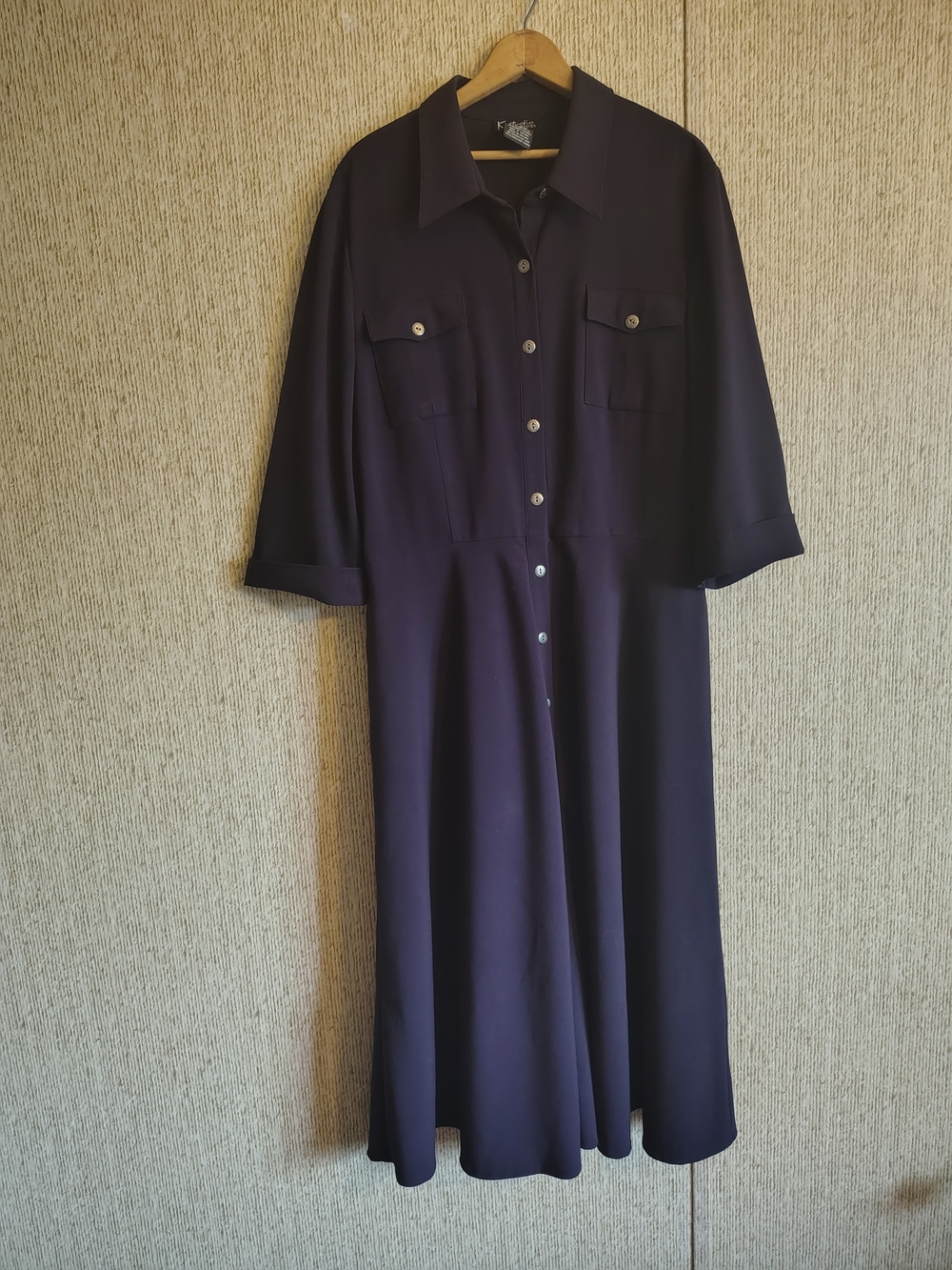 K Studio Collection Purple Button Front Midi Shirt Dress, Size 18